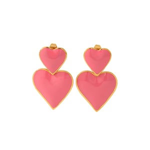 1 pair of elegant and fashionable  gold-plated stainless steel colorful oil drop love pendant earrings for women's jewelry for daily wear h5 Picture4