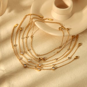 1 piece of exquisite and fashionable  gold-plated stainless steel zircon heart number anklet for women for daily wear h5 Picture4