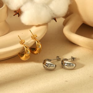 1 pair of simple and individual  gold-plated stainless steel hollow geometric dot diamond water drop earrings for women's daily wear h5 Picture4