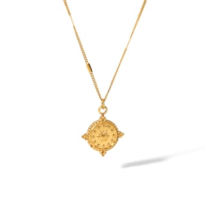 1 piece of vintage classic  gold-plated stainless steel love rose geometric round pendant necklace for women's daily wear h5 Picture5
