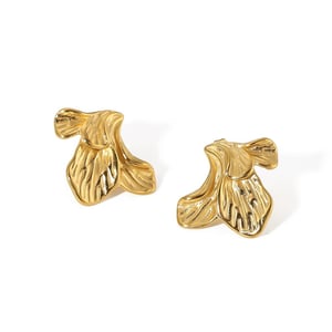 1 pair of exquisite and fashionable  gold-plated stainless steel geometric texture flower earrings for women's daily wear h5 Picture5