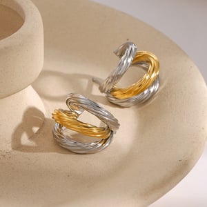 stainless steel earrings light luxury simple high-end niche three-layer threaded titanium steel c-shaped earrings earrings h5 Picture4