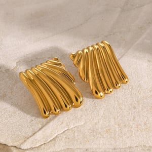 1 pair simple style square shape stainless steel  gold plated women's stud earrings h5 Picture6