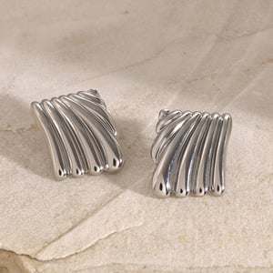 1 pair simple style square shape stainless steel  gold plated women's stud earrings h5 Picture8