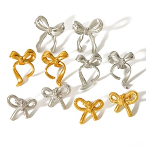 1 pair of creative and fashionable  gold-plated stainless steel irregular geometric bow earrings for women for daily wear h5 Picture5