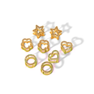 1 pair of exquisite and fashionable  gold-plated stainless steel hollow diamond star flower heart earrings for women's daily wear h5 Picture5
