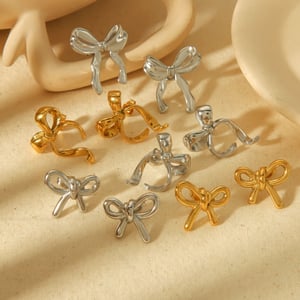 1 pair of creative and fashionable  gold-plated stainless steel irregular geometric bow earrings for women for daily wear h5 Picture3