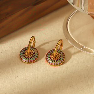 1 pair of fashion classic  gold-plated stainless steel vintage drip glaze color earrings ladies jewelry daily wear h5 Picture4