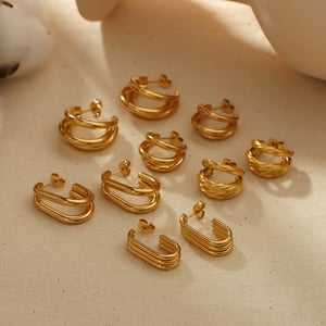 1 pair of simple and fashionable  gold-plated stainless steel irregular geometric metal wire earrings for women's jewelry for daily wear h5 Picture3