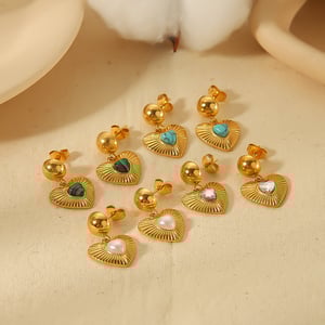 1 pair of classic fashion  gold-plated stainless steel pearl natural stone love pendant earrings women's jewelry daily wear h5 Picture4