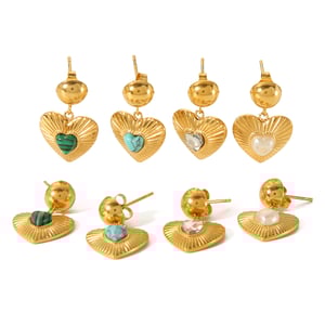 1 pair of classic fashion  gold-plated stainless steel pearl natural stone love pendant earrings women's jewelry daily wear h5 Picture5