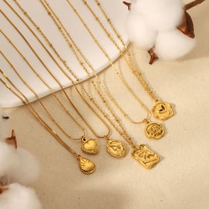 1 piece classic fashion  gold plated stainless steel geometric rectangular heart pendant necklace women's jewelry daily wear h5 Picture3