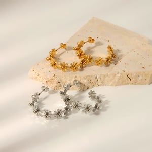 1 pair simple series sweet geometric stainless steel  gold plated women stud earrings h5 Picture3