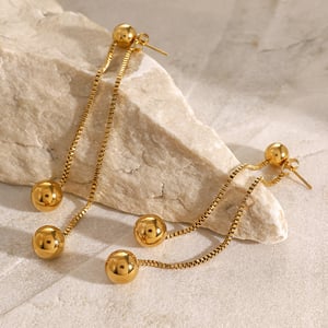 1 pair retro simple style tassel shape stainless steel  gold plated women's drop earrings h5 Picture5