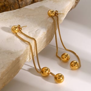 1 pair retro simple style tassel shape stainless steel  gold plated women's drop earrings h5 Picture3