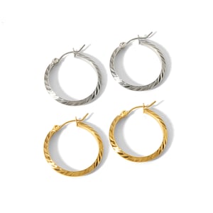 1 pair daily geometric stainless steel  gold plated women hoop earrings h5 Picture5