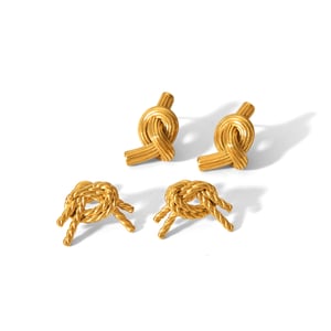 1 pair simple series classic geometric stainless steel  gold plated women stud earrings h5 Picture5