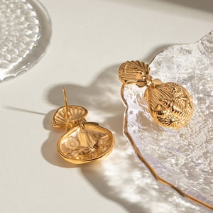 1 pair classic series retro turtle stainless steel  gold plated women drop earrings h5 Picture6