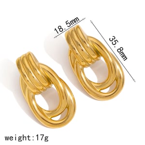 1 pair retro geometric  gold plated stud earrings h5 Picture5