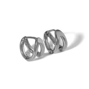 1 pair simple series classic geometric stainless steel  gold plated women hoop earrings h5 Picture5
