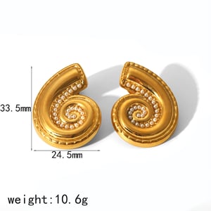 1 pair simple series vacation geometric stainless steel  gold plated artificial pearl women stud earrings h5 Picture5