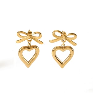 1 pair simple series classic heart stainless steel  gold plated women stud earrings h5 Picture5
