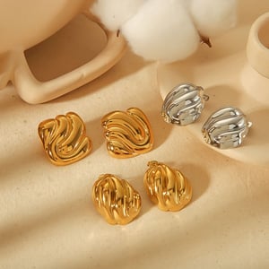 1 pair simple series geometric stainless steel  gold plated women stud earrings h5 Picture3