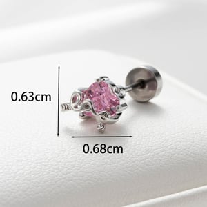 1 pieza de pendientes de botón de acero de titanio con forma de corazón, sin chapado, con circonitas, para mujer h5 Imagen3
