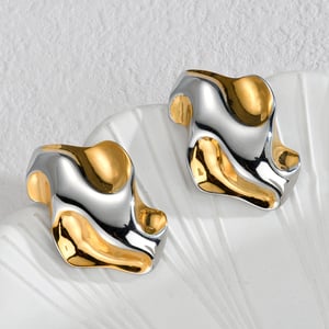1 Paar einfache Serie lässig geometrische Edelstahl 18 Karat vergoldet Frauen Ohrstecker h5 Bild3