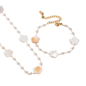 1 piece simple series sweet flower stainless steel  gold plated women beaded bracelets h5 Picture6