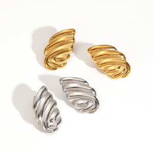 1 pair luxurious retro style angel wings shape stainless steel  gold plated women's stud earrings h5 Picture6