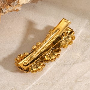 1 pair romantic series retro flower stainless steel gold plated women hair clips h5 Picture3