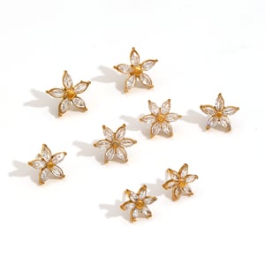 1 pair simple series daily flower stainless steel  gold plated women's stud earrings h5 Picture4