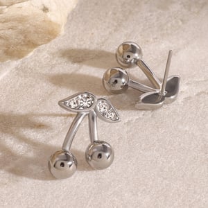 1 pair simple series sweet plant stainless steel  gold plated zircon women stud earrings h5 Picture6