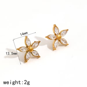 1 pair simple series daily flower stainless steel  gold plated women's stud earrings h5 Picture5