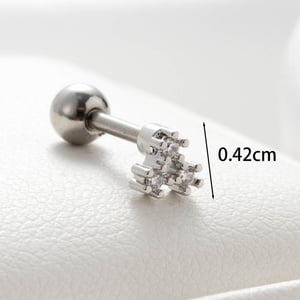 1 Piece Simple Series Simple Flower Titanium Steel No Plating Material Zircon Women Stud Earrings h5 Picture4