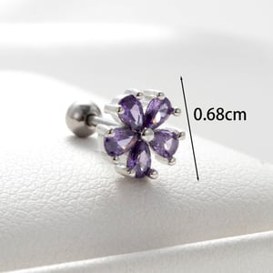 1 Piece Simple Series Classic Flower Titanium Steel No Plating Material Zircon Women Stud Earrings h5 Picture5