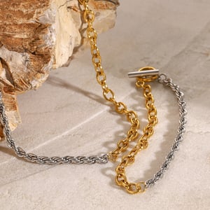 1 piece simple series daily geometric stainless steel  gold plated women chain necklaces h5 Picture3