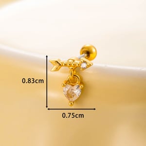 1 Stück Simple Series Simple Heart Titanstahl Kein Beschichtungsmaterial Zirkon Damen Ohrstecker h5 Bild4
