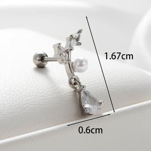 1 Piece Simple Series Classic Flower Titanium Steel No Plating Material Zircon Women Stud Earrings h5 Picture5