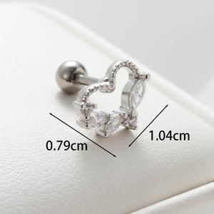 1 Piece Simple Series Simple Heart Titanium Steel No Plating Material Zircon Women Stud Earrings h5 Picture3