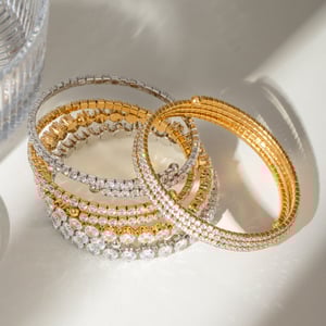 1 Piece Stainless Steel Gold Color Zircon Cuff Bracelet h5 Picture3