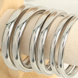 1 pezzo semplice serie semplice tinta unita acciaio inossidabile placcato oro 18K braccialetti da donna h5 Immagine5