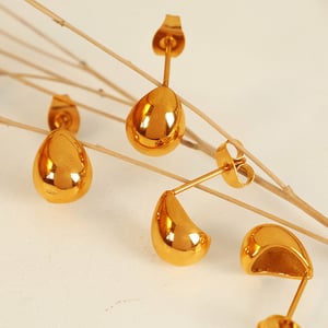 1 pair simple series classic droplet stainless steel  gold plated women stud earrings h5 Picture5