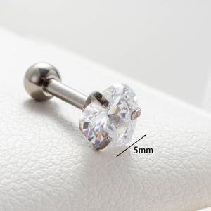 1 pieza de pendientes de botón de acero de titanio con forma de corazón, sin revestimiento, con circonitas para mujer h5 Imagen4