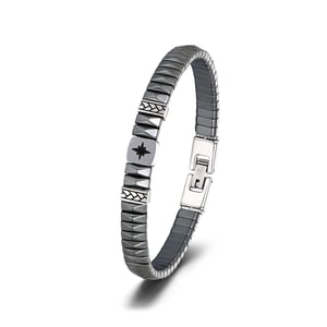 1 paio di braccialetti da uomo in acciaio inossidabile con motivo geometrico semplice della serie Simple h5 Immagine2