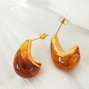 1 Paar Simple Series Retro Droplet Edelstahl 18 Karat vergoldet Damen Tropfenohrringe h5 Bild6