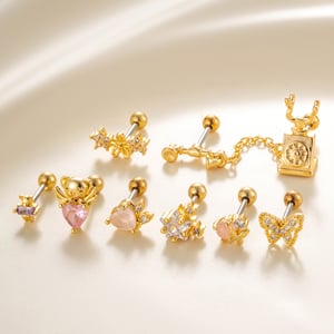 1 Piece Lustrous Heart Titanium Steel Zircon Women's Piercing Earrings h5 Picture5