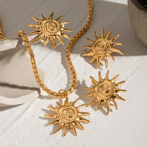 1 Piece Retro Sun Stainless Steel Gold Color Women's Adjustable Rings h5 Picture4