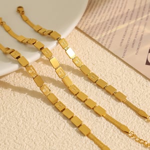 1 piece simple series simple geometric stainless steel  gold plated women charm bracelets h5 Picture7